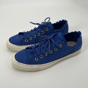 Converse Chuck Taylor All Star Ox Frilly Thrills Scalloped Suede Low Blue 8.5